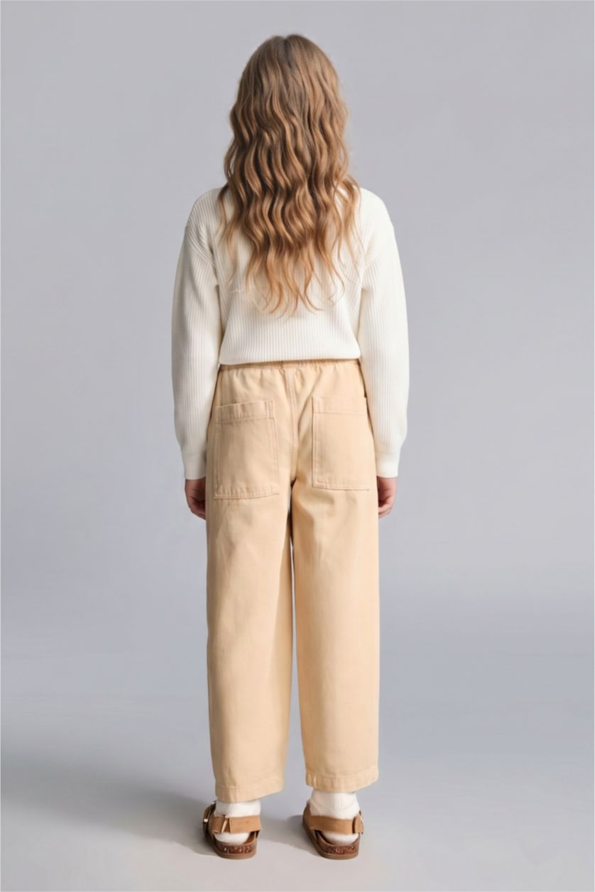Young Girls - Teen Girls Light Beige Baggy Fit Gabardine Trousers