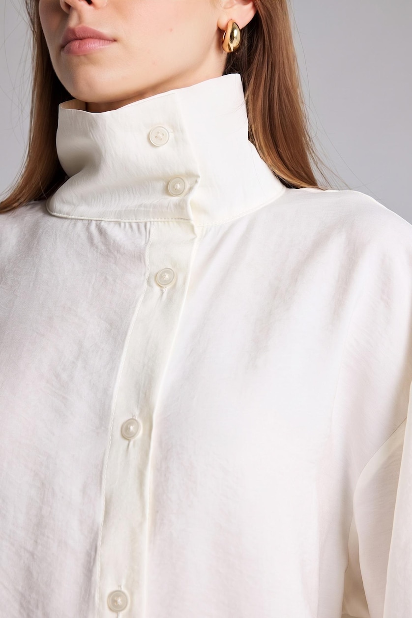 WOMAN Ecru Regular Fit Ecru Modal Long Sleeve Tunic