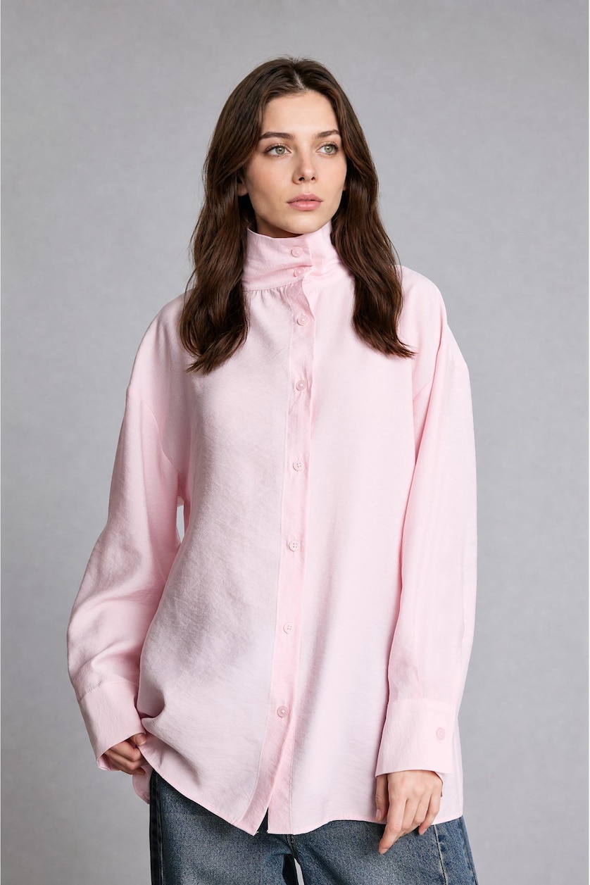 Women Light Pink Regular Fit Modal Long Sleeve Tunic