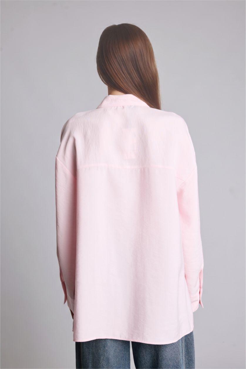 Kadın Açık Pembe Regular Fit Uzun Kollu Modal Tunik