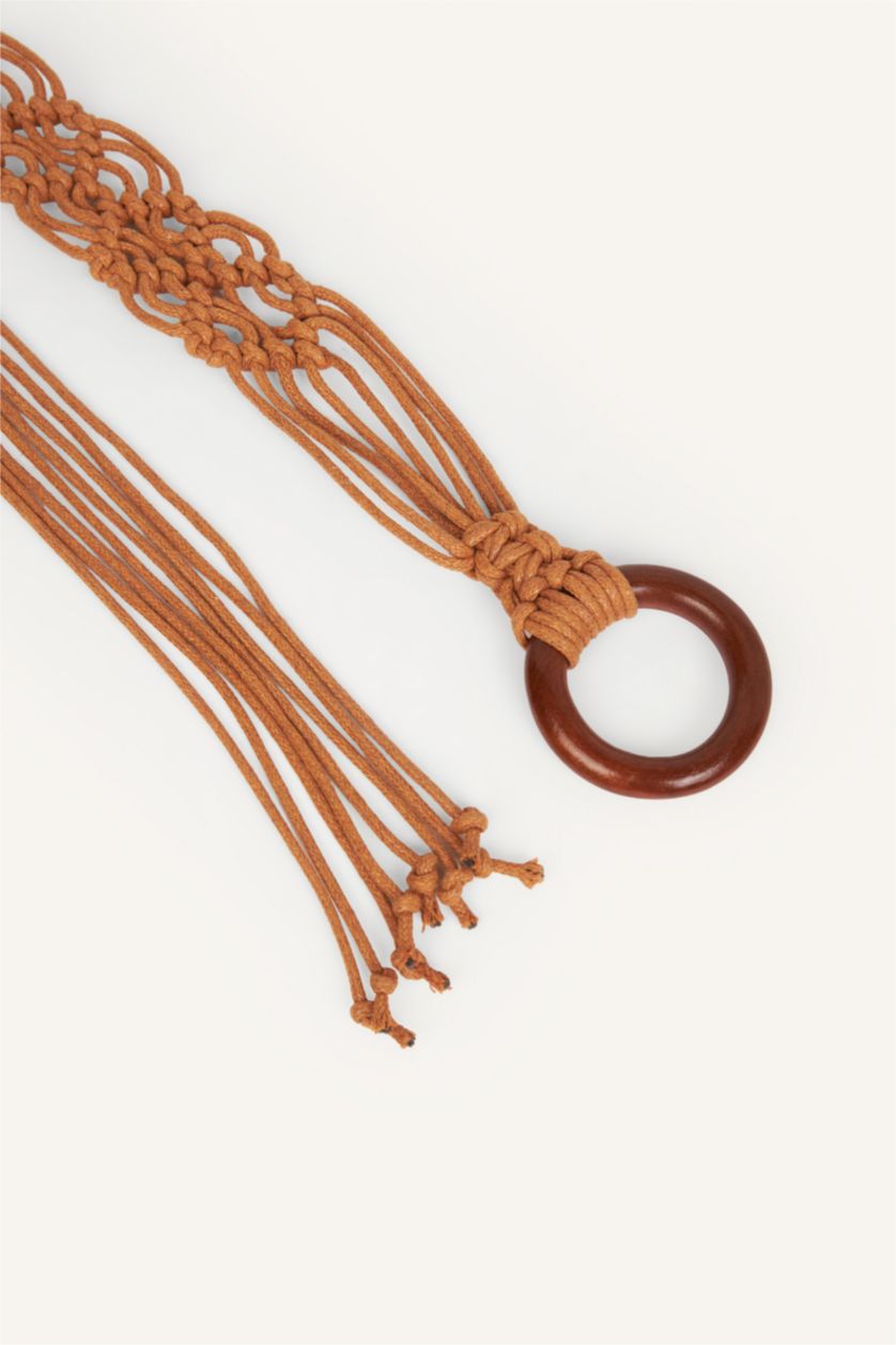 Women Beige Woman Faux Leather Dress Belt