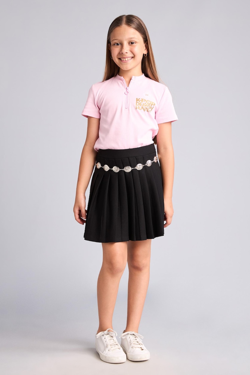 Young Girls - Teen Girls Black Girl Regular Fit Knitted Skirt