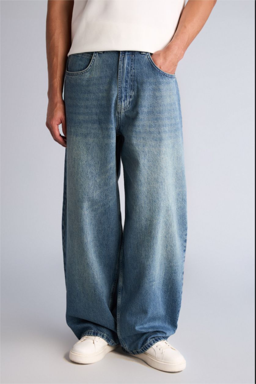 Erkek Mavi Balloon Fıt Pantolon