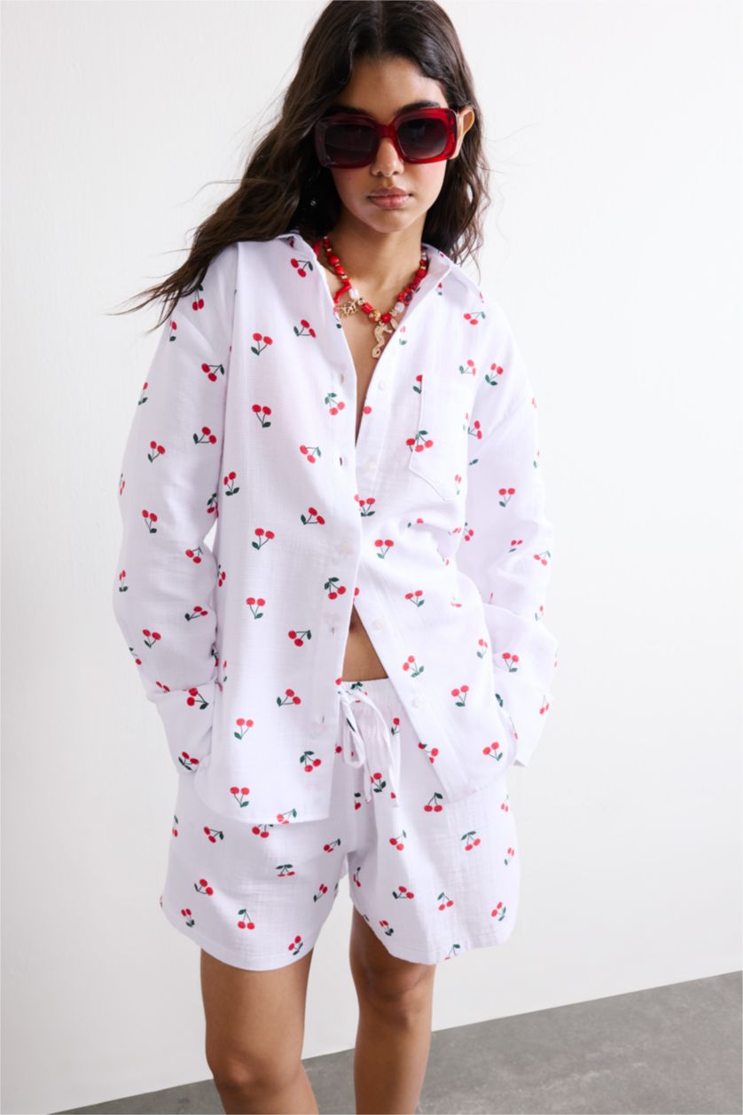 WOMAN Ecru Oversize Fit Muslin Long Sleeve Shirt