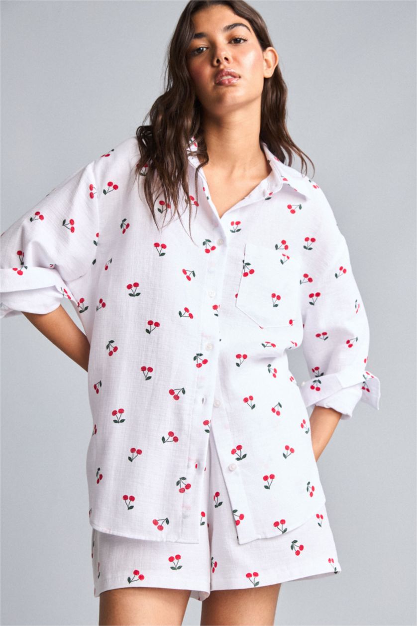 Women Ecru Oversize Fit Muslin Long Sleeve Shirt