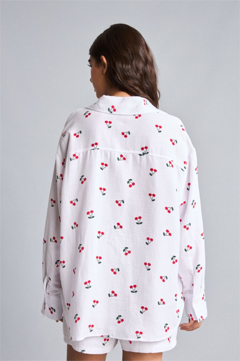 Women Ecru Oversize Fit Muslin Long Sleeve Shirt