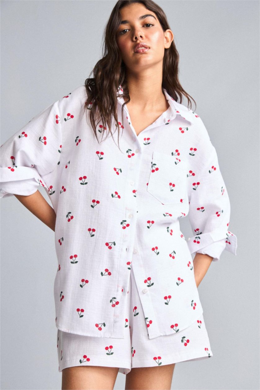 WOMAN Ecru Oversize Fit Muslin Long Sleeve Shirt