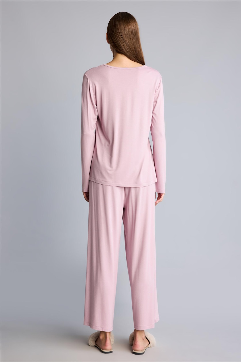 Kadın Gülkurusu Regular Fit Uzun Kollu Pijama Takımı