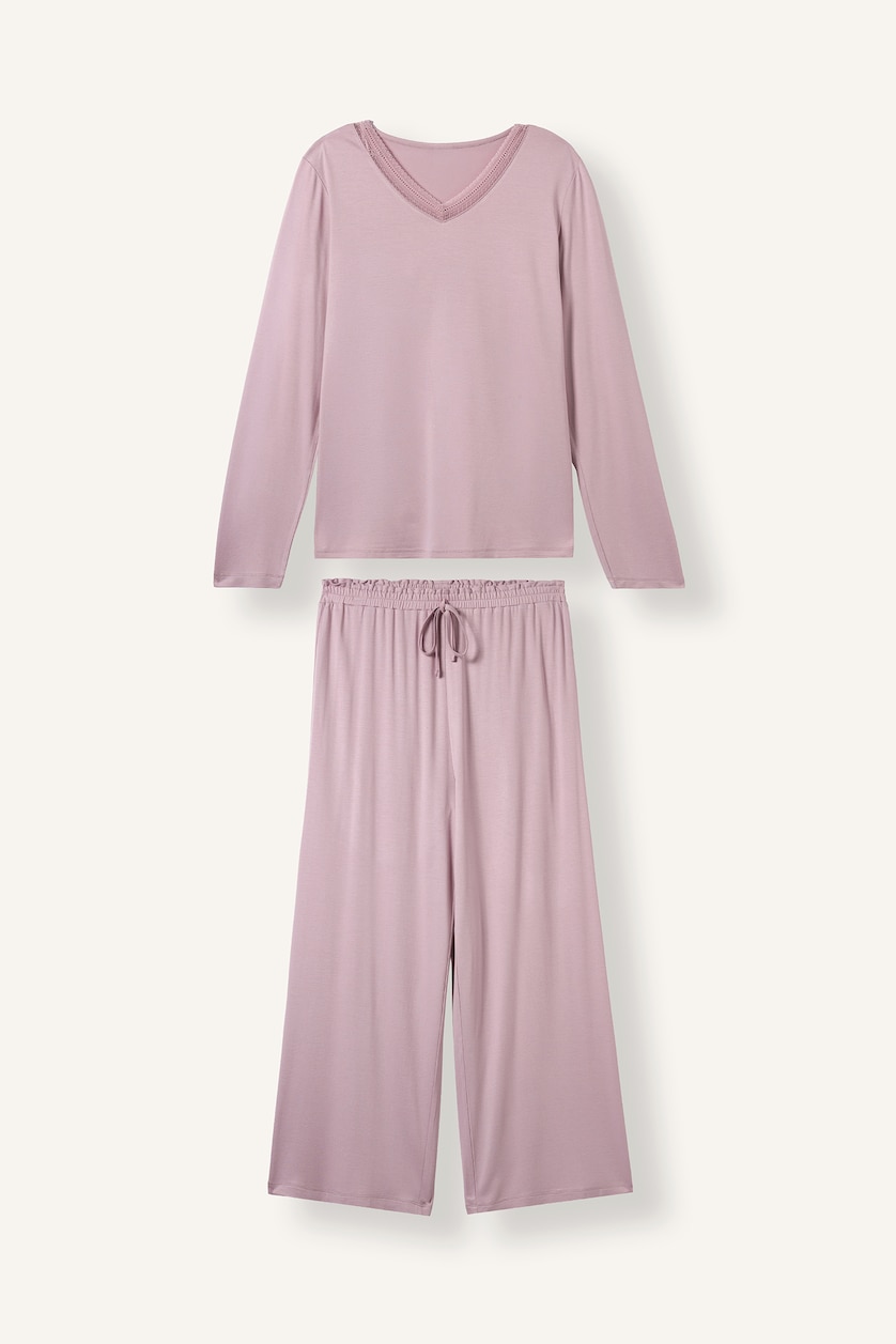 Kadın Gülkurusu Regular Fit Uzun Kollu Pijama Takımı
