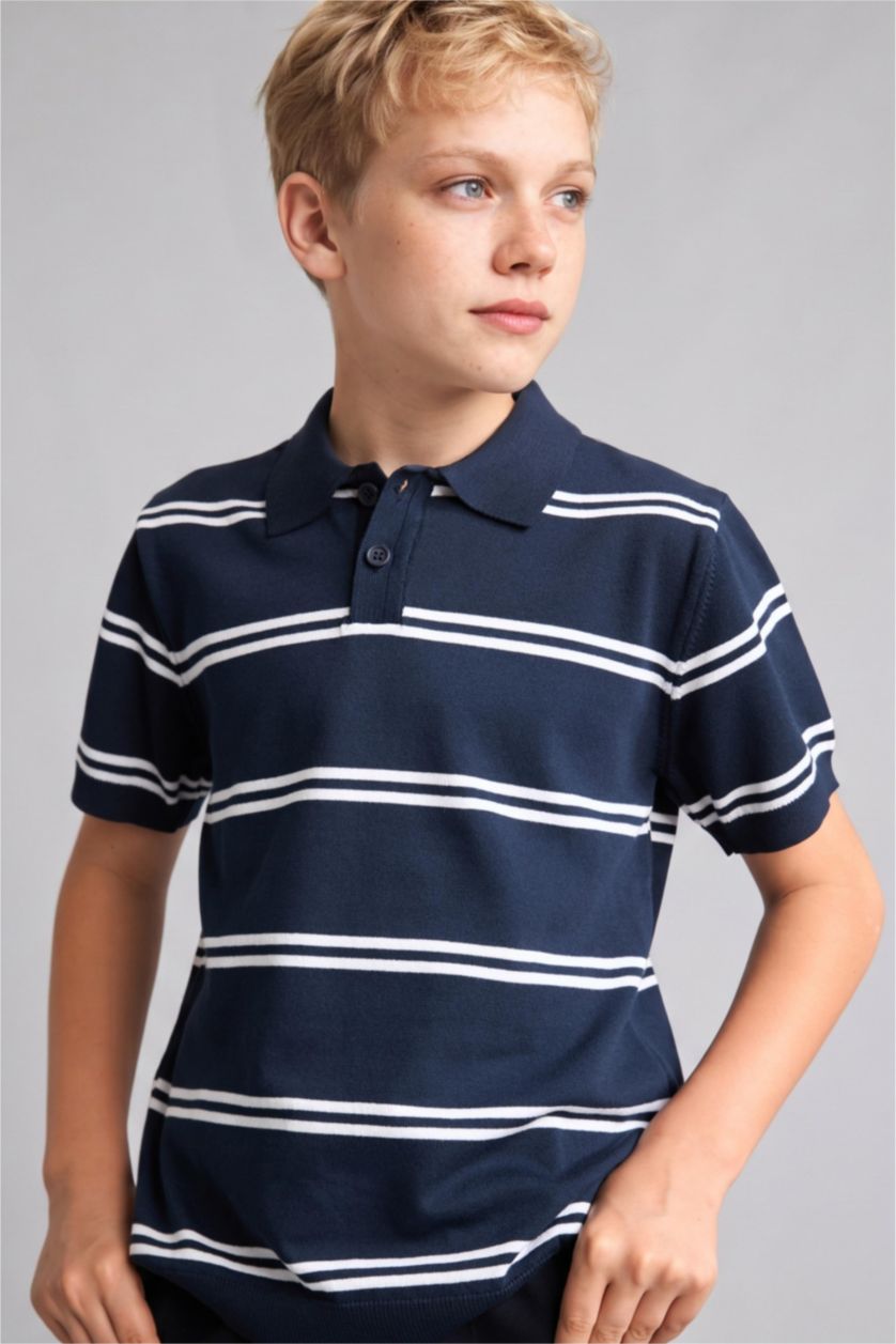 Young Boys - Teen Boys NAVY Boy Regular Fit Polo Collar Pullover