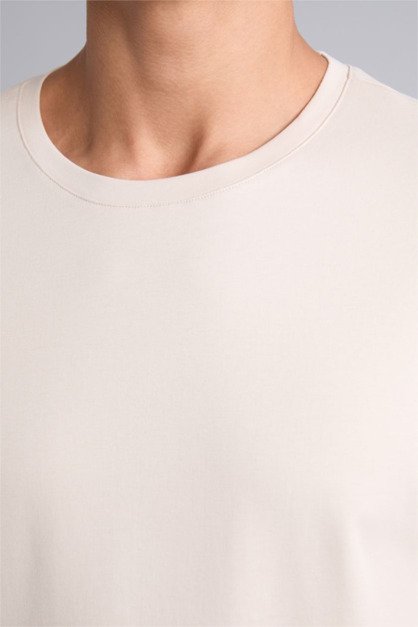 Men Beige Standard Fit Short Sleeve T-Shirt