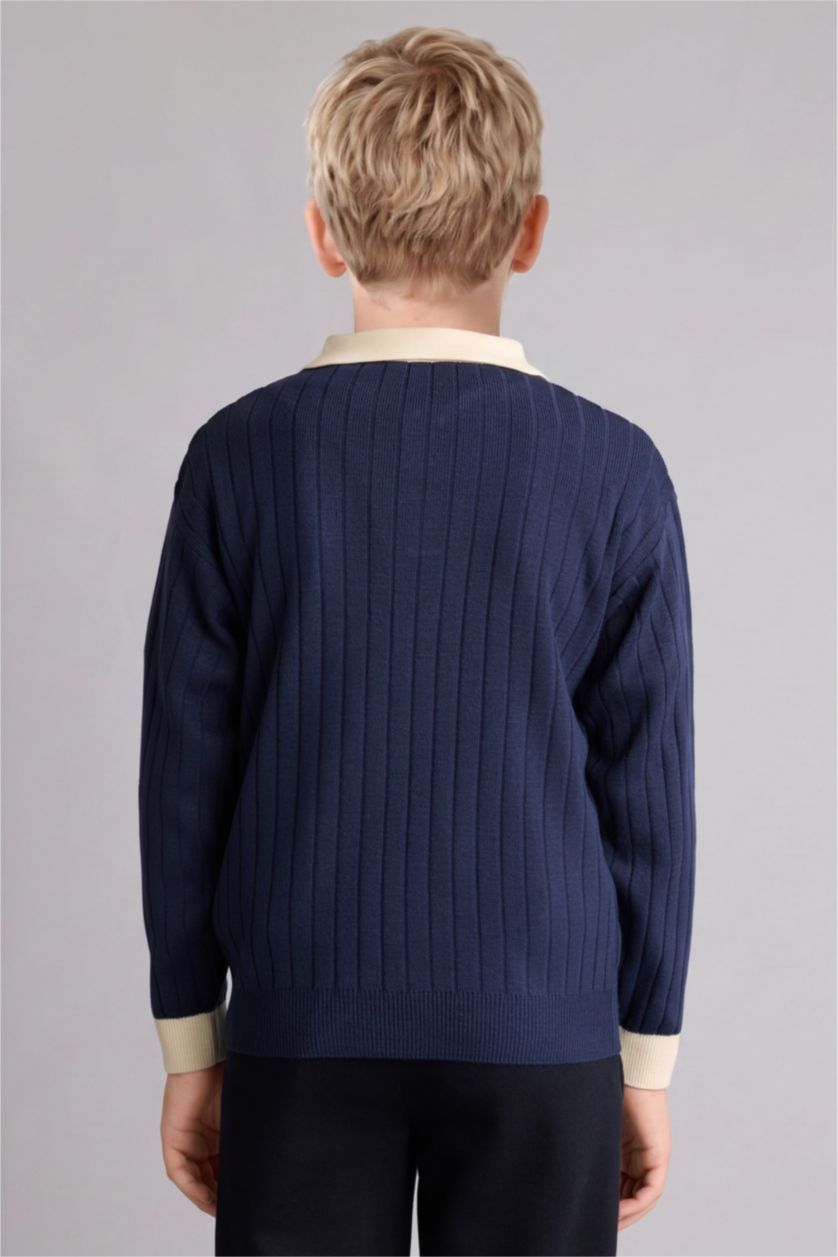 Young Boys - Teen Boys NAVY Boy Regular Fit Polo Collar Pullover