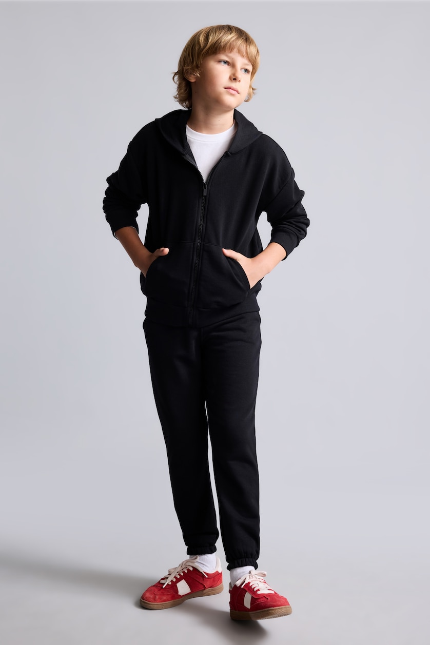 BOYS & TEENS Black Boy Regular Fit Elastic Waist Black Trousers