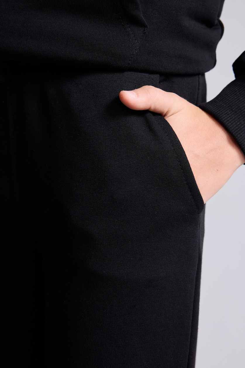 BOYS & TEENS Black Boy Regular Fit Elastic Waist Black Trousers