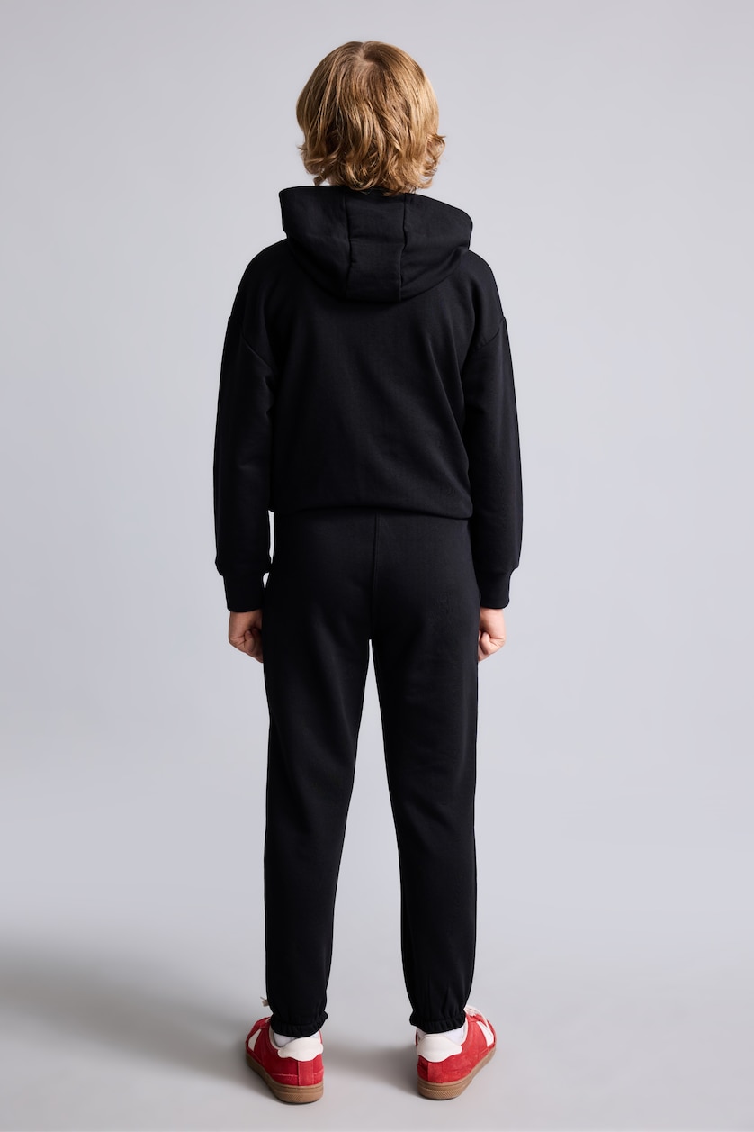 BOYS & TEENS Black Boy Regular Fit Elastic Waist Black Trousers