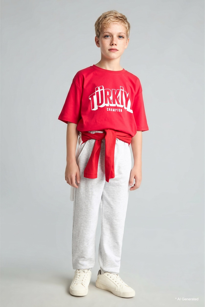 DJEM & ADOLESHENTË Light Grey Melange Regular Boy Elastic Waist Optic Light Sweatpants