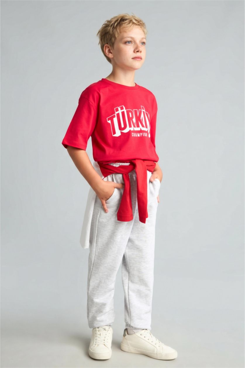 Young Boys - Teen Boys Light Grey Melange Regular Fit Trousers