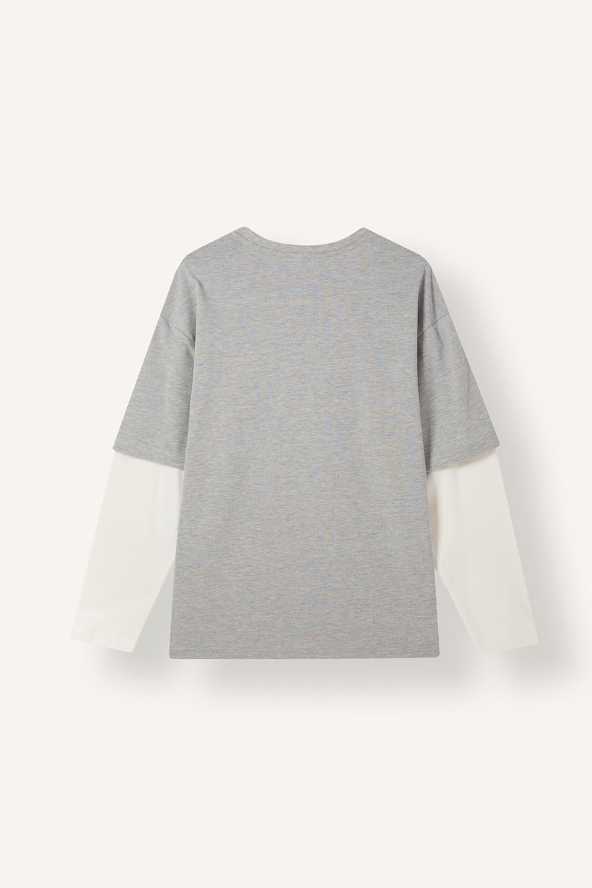 MAN Grey Melange Boxy Fit Long Sleeve T-Shirt