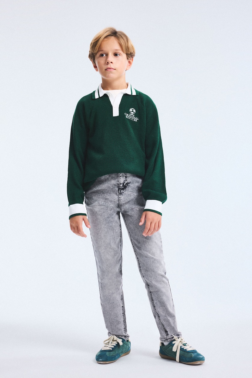 Young Boys - Teen Boys Dark Green Boy Textured Knit Pullover