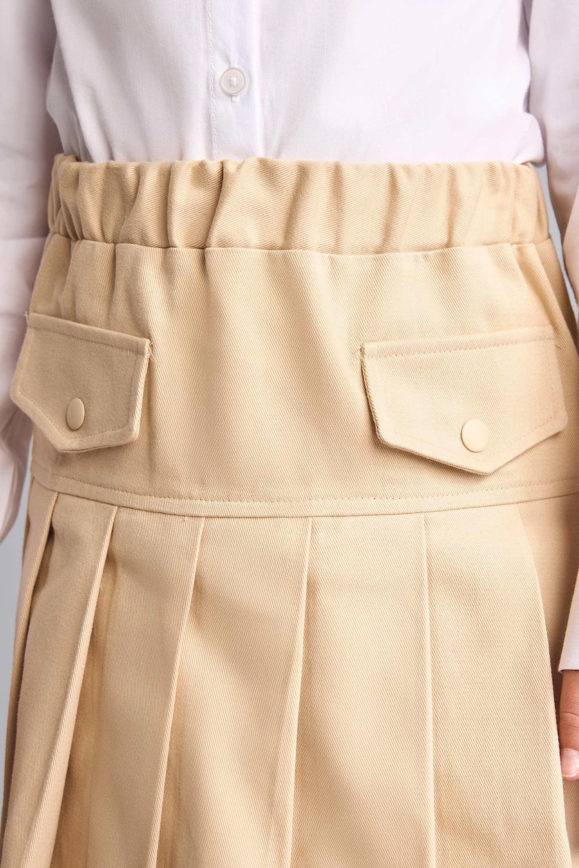 FILLES Beige Clair Mini-jupe beige clair plissée en gabardine pour fille