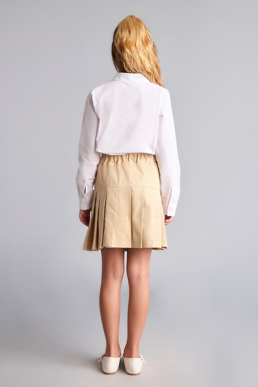 FILLES Beige Clair Mini-jupe beige clair plissée en gabardine pour fille
