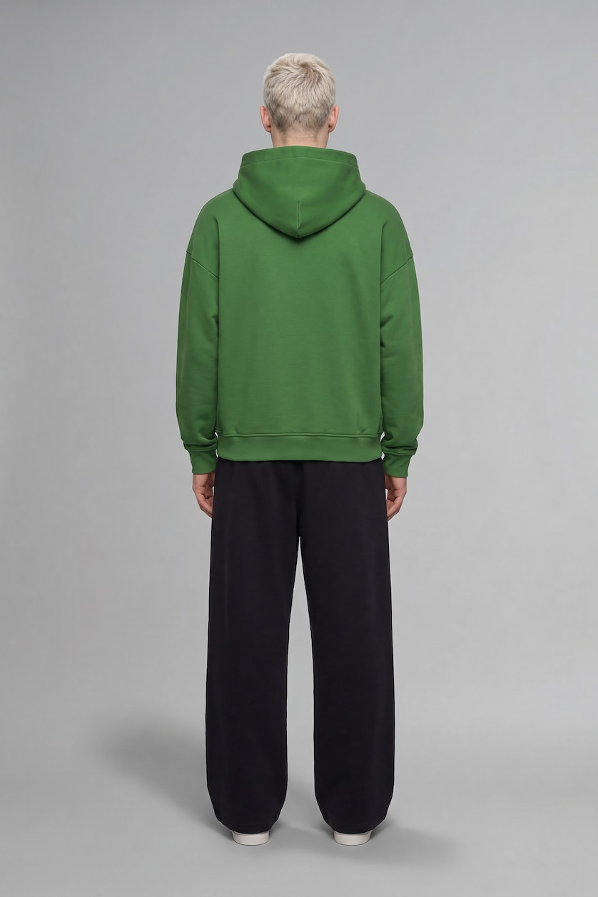 Men Green Oversize Fit Thick Hoodie