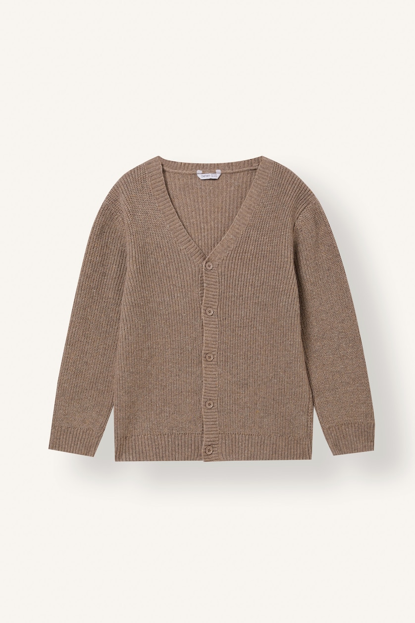 Мальчики и подростки Светло-бежевый Boy V-Neck Ribbed Basic Knitwear Cardigan