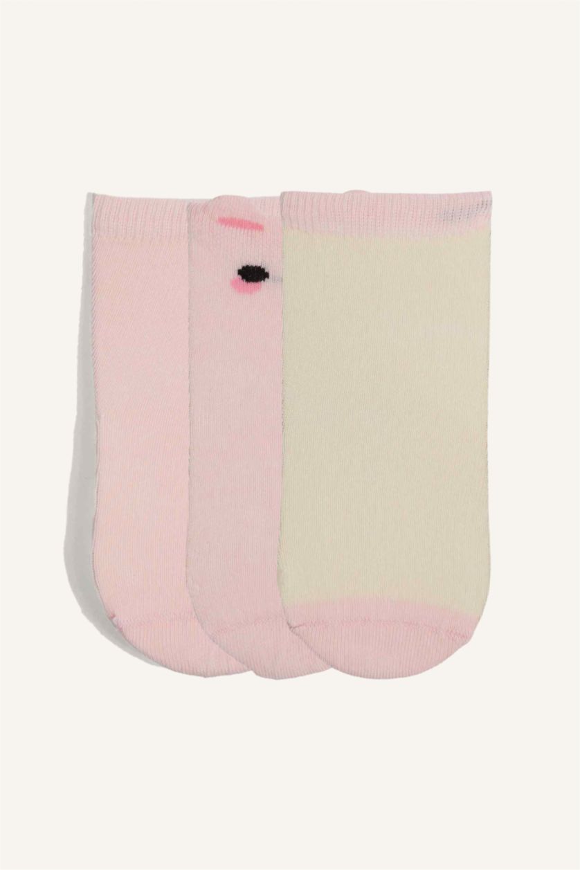 Kız Bebek Açık Pembe Pamuklu 3'Lü Çorap Kız Bebek