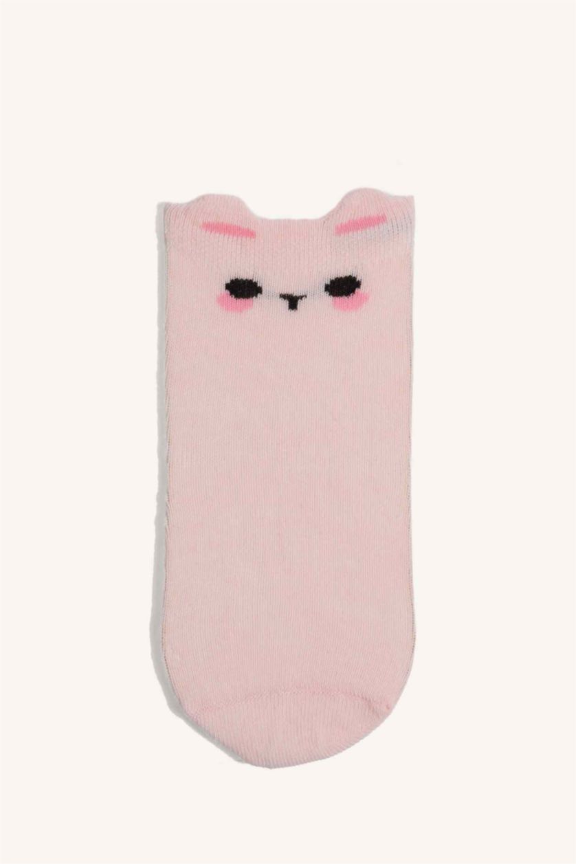 Kız Bebek Açık Pembe Pamuklu 3'Lü Çorap Kız Bebek
