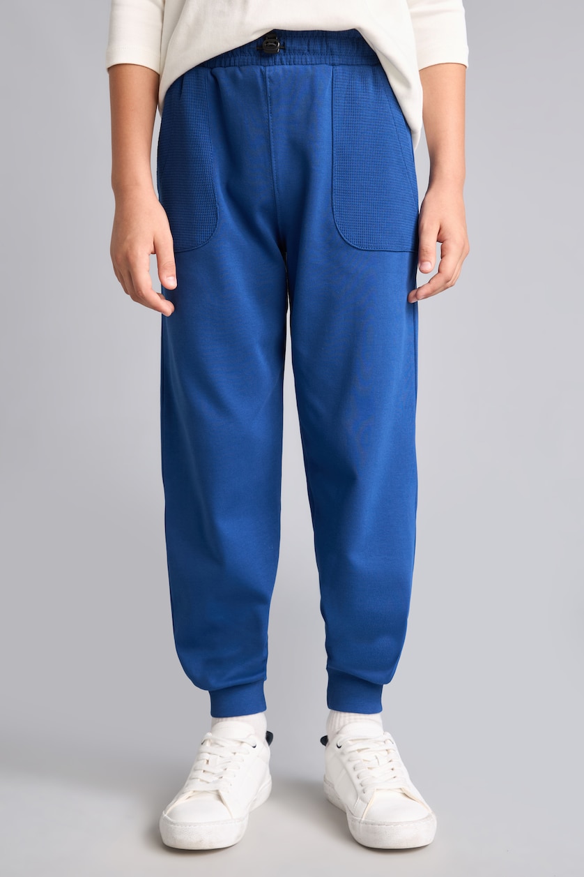 BOYS & TEENS Dark Blue Boy 100% Cotton Navy Blue Oversize Jogger Fit Sweatpants