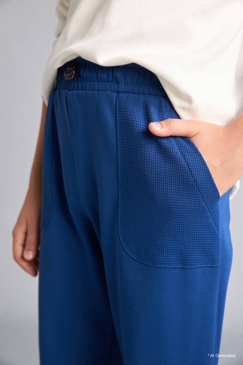 BOYS & TEENS Dark Blue Boy 100% Cotton Navy Blue Oversize Jogger Fit Sweatpants