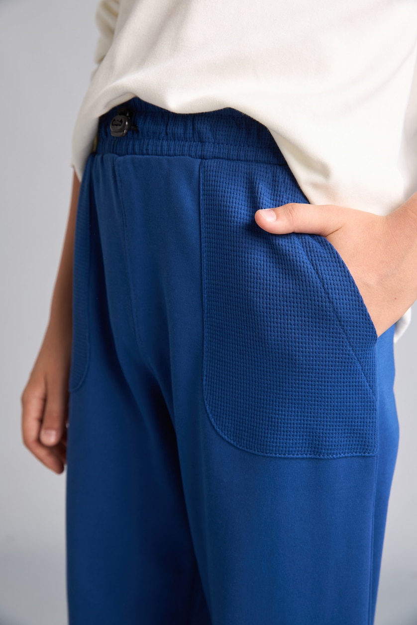 BOYS & TEENS Dark Blue Boy 100% Cotton Navy Blue Oversize Jogger Fit Sweatpants