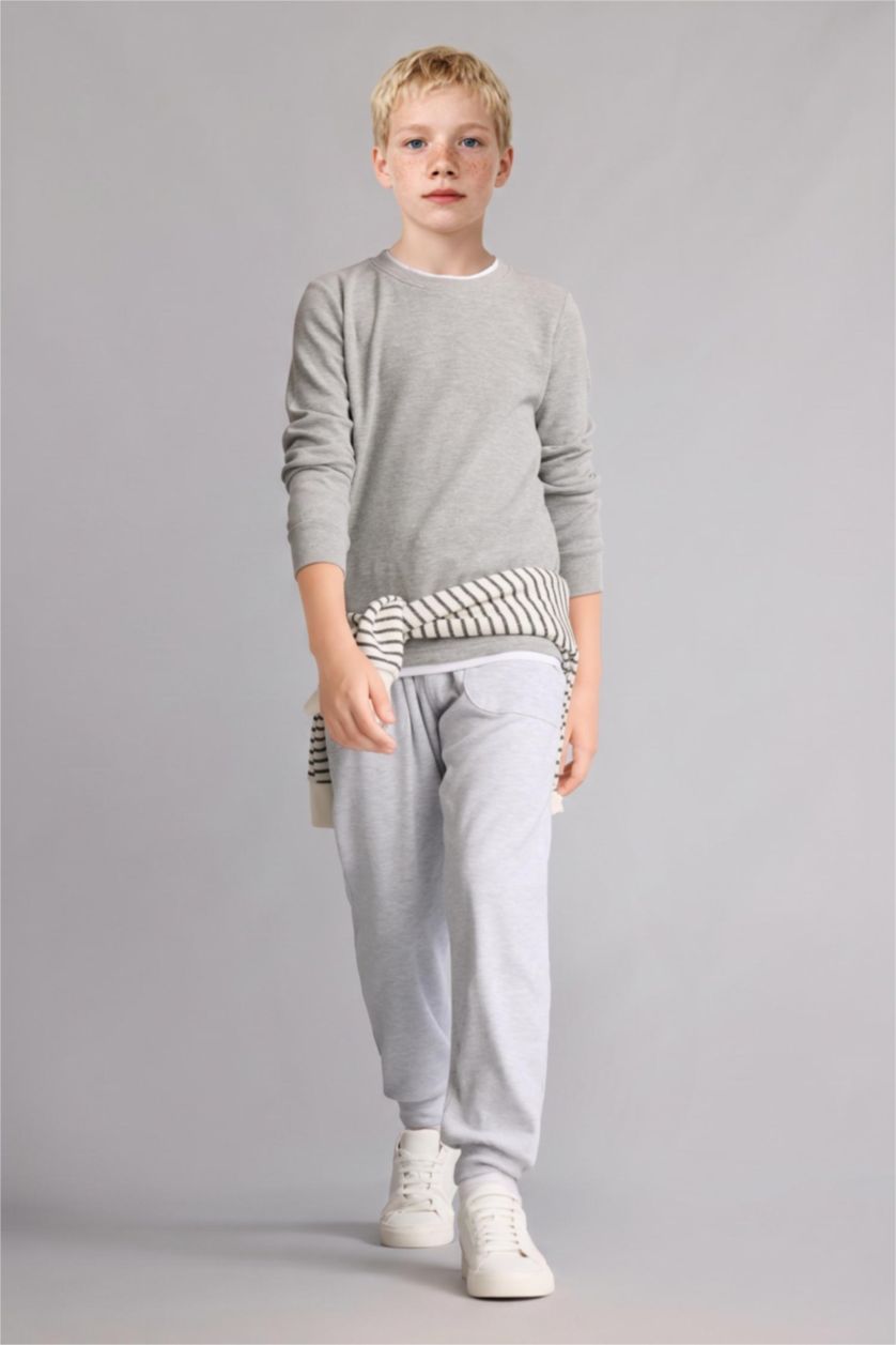 Young Boys - Teen Boys Light Grey Melange Oversize Fit Trousers