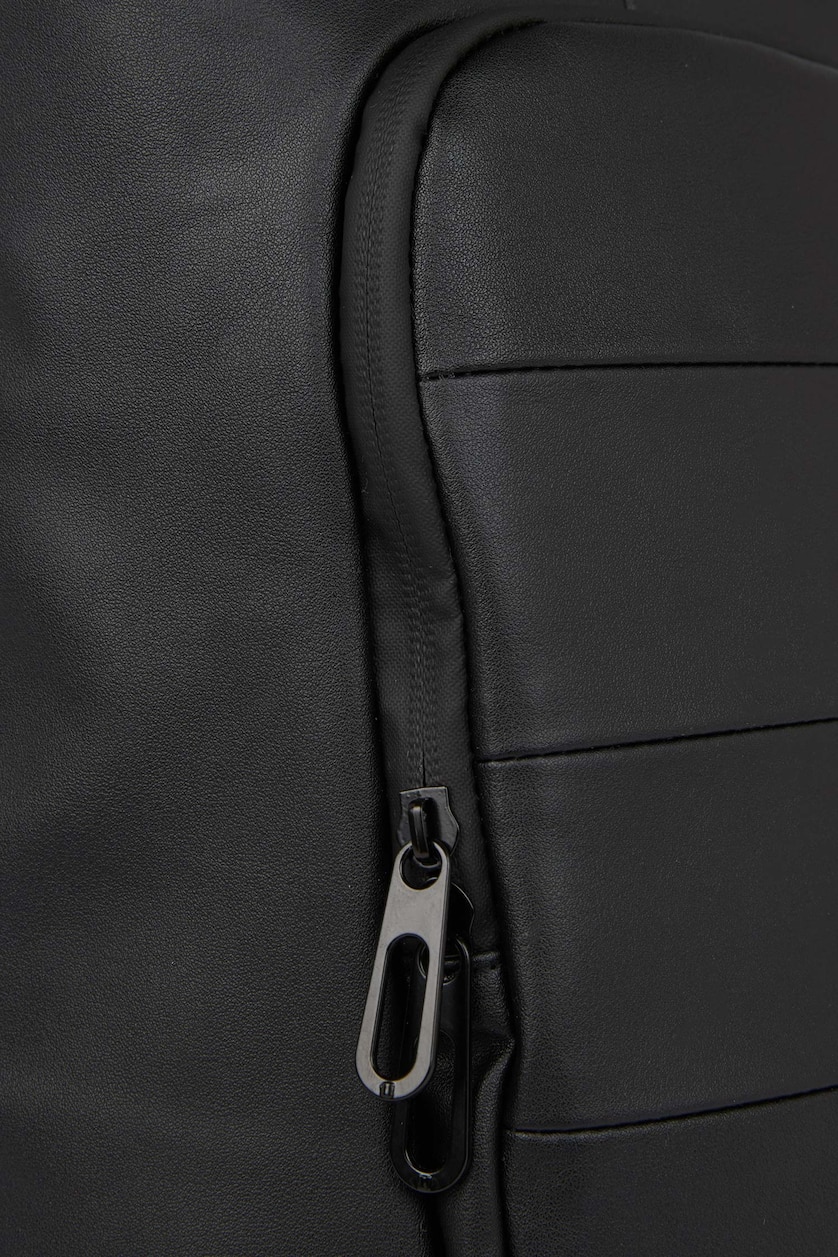 رجال أسود Faux Leather Crossbody Bag