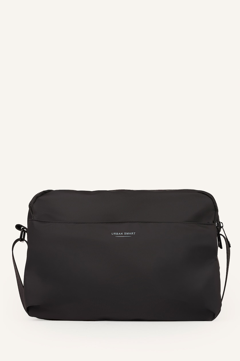 Men Black Faux Leather Sports And Travel Bag