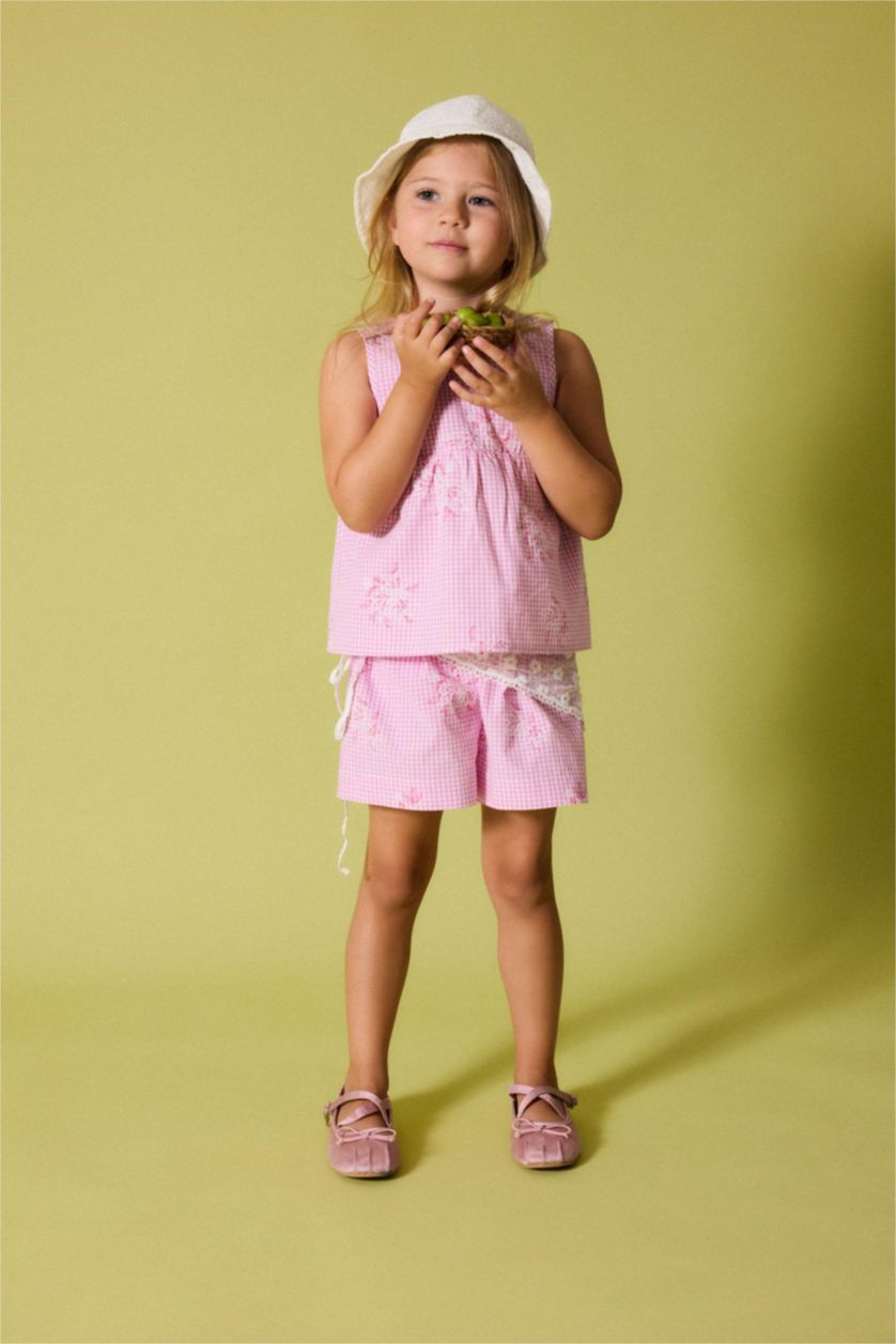 BABY GIRL Pink Baby Girl Poplin Printed Short Sleeve Shirt