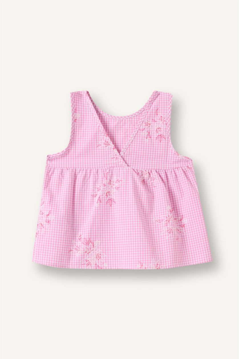 BABY GIRL Pink Baby Girl Poplin Printed Short Sleeve Shirt