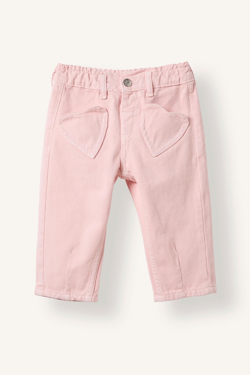 Baby Girls Lilac Baby Girl Elastic Waist Gabardine Pants with Heart Pocket Detail