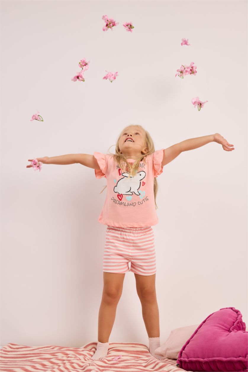 Kız Bebek Açık Pembe %100 Pamuk 2'li Pijama Takımı Kız Bebek