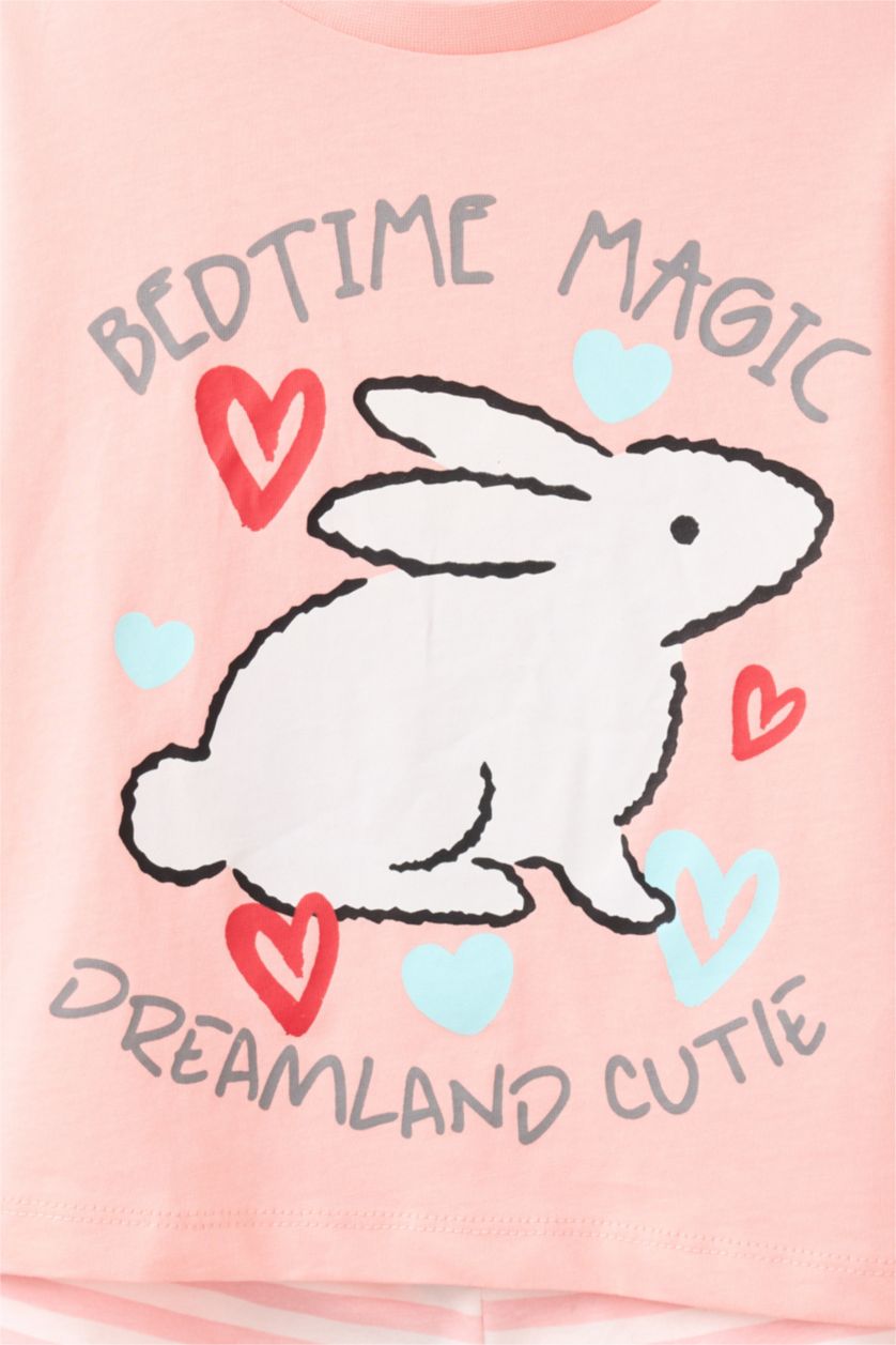 Kız Bebek Açık Pembe Fitilli 2'li Pijama Takımı Kız Bebek