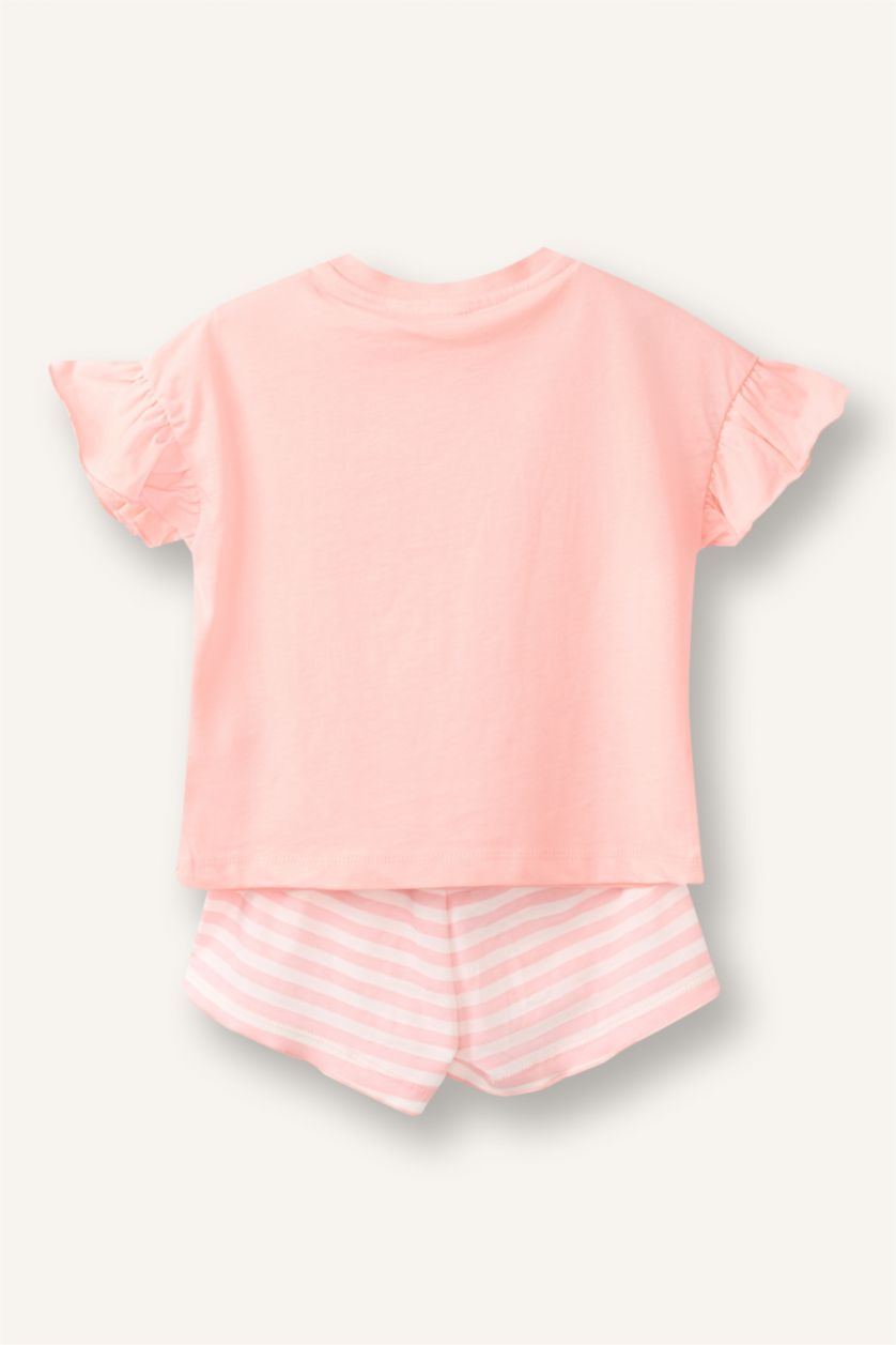 Kız Bebek Açık Pembe Fitilli 2'li Pijama Takımı Kız Bebek