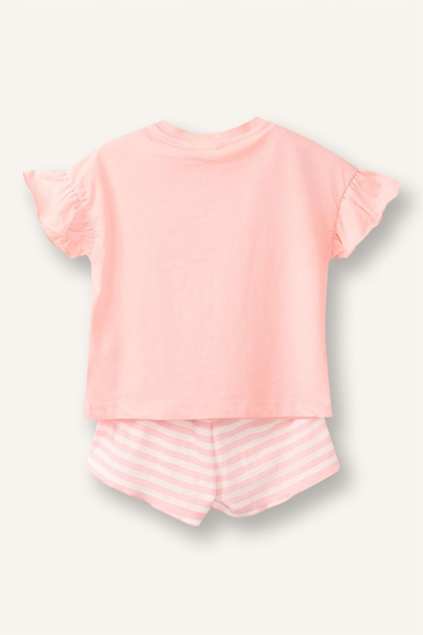 Kız Bebek Açık Pembe %100 Pamuk 2'li Pijama Takımı Kız Bebek