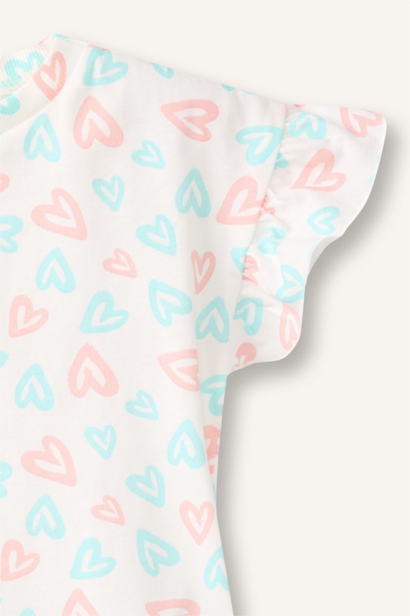 Kız Bebek Ekru Baskılı 2'li Pijama Takımı Kız Bebek
