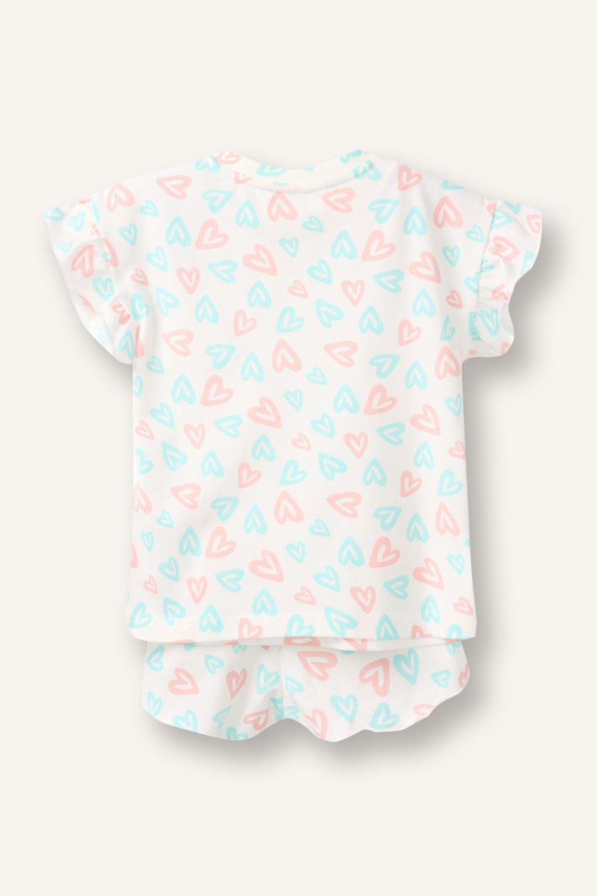 Kız Bebek Ekru Baskılı 2'li Pijama Takımı Kız Bebek