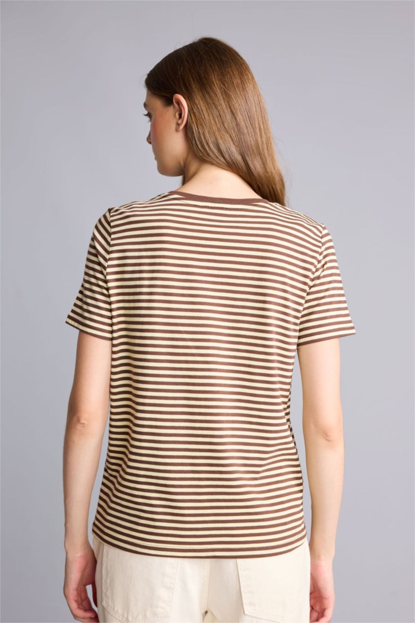 Women Brown Regular Fit Short Sleeve T-Shirt