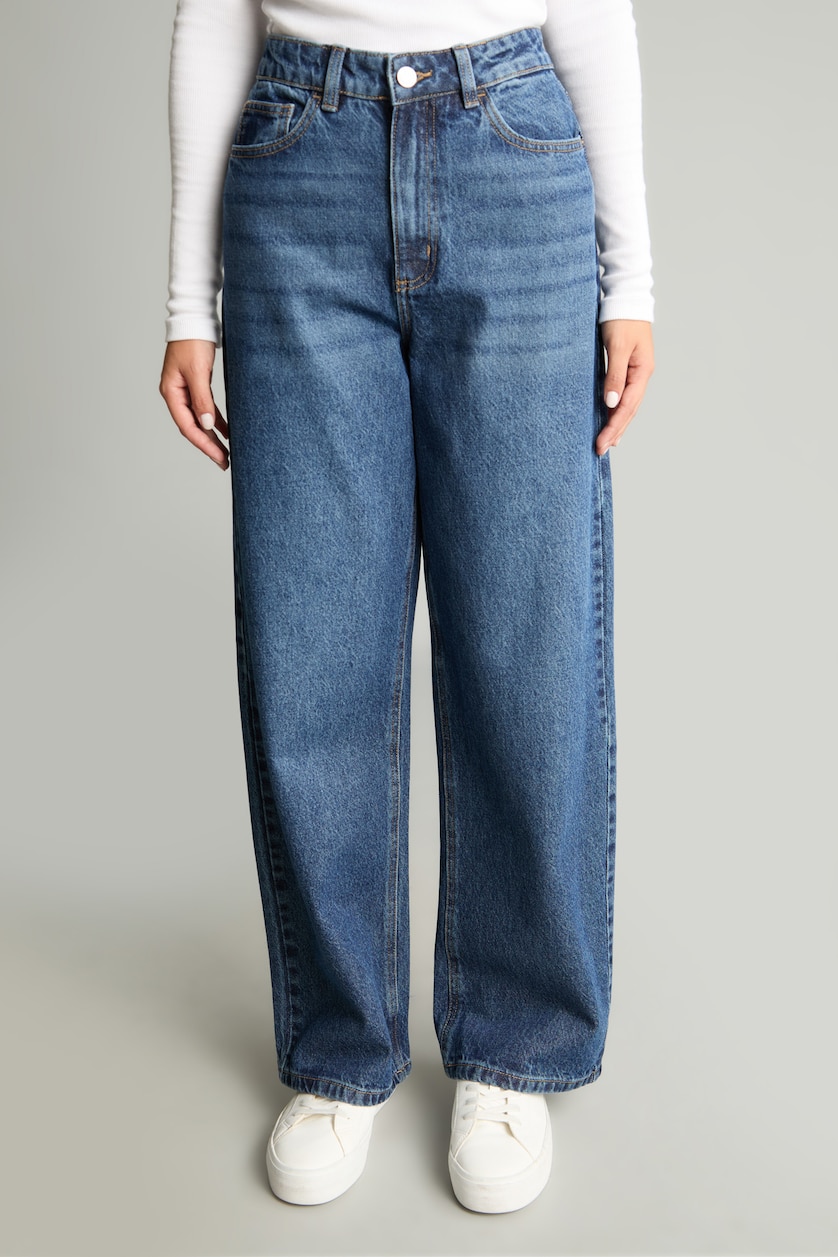 Әйелдерге қою көк Straight Fit шалбар
