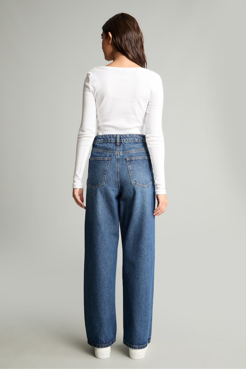 Әйелдерге қою көк Straight Fit шалбар