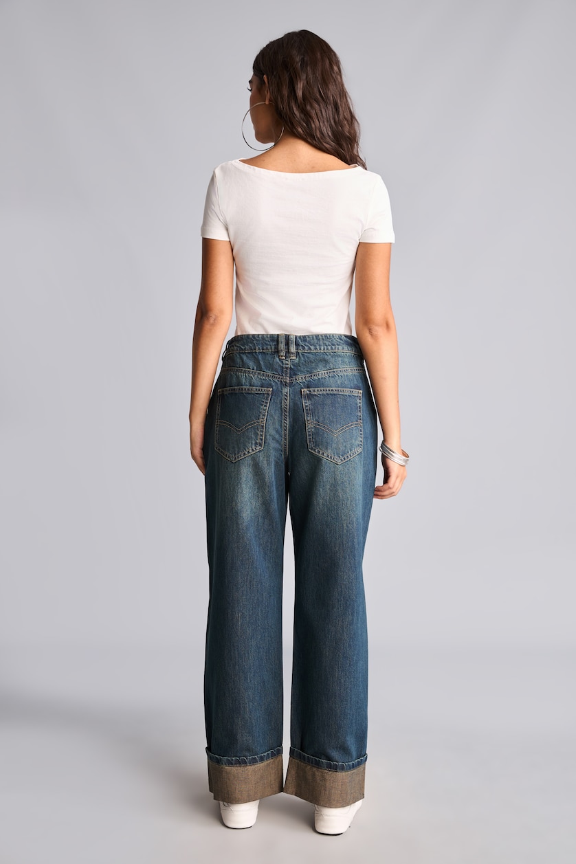 Әйелдерге қою көк Straight Fit шалбар