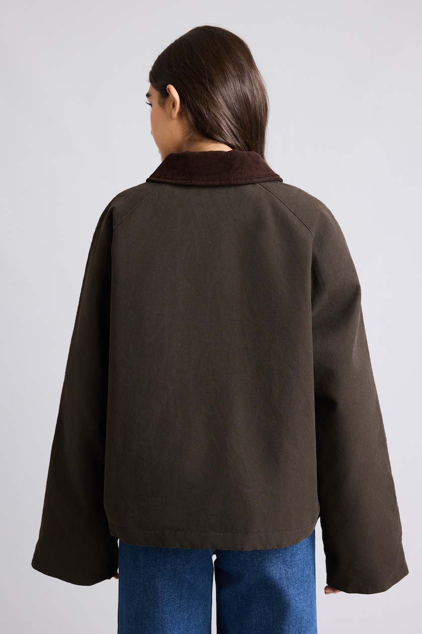 FEMME Marron Veste en velours à col polo en coton Coupe régulière