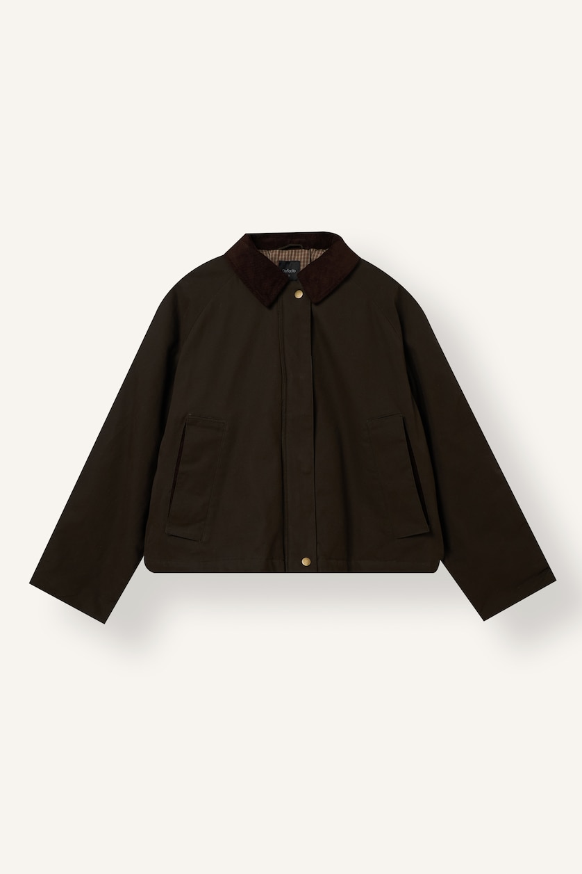 FEMME Marron Veste en velours à col polo en coton Coupe régulière